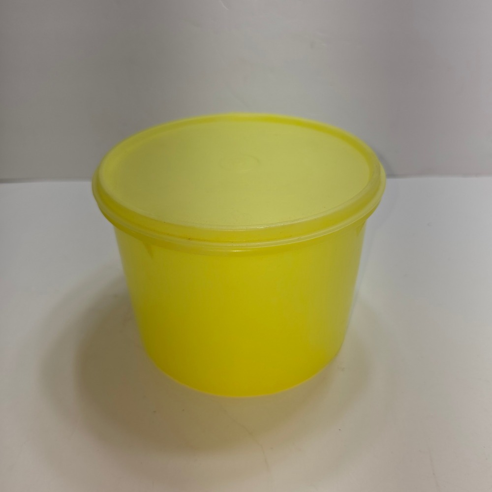 Vintage Tupperware Yellow Servalier Canister with Lid Round Storage 6.5x5